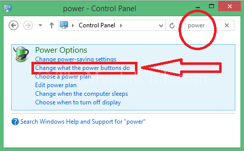 power option in windows 8