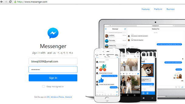 messenger for facebook on laptop