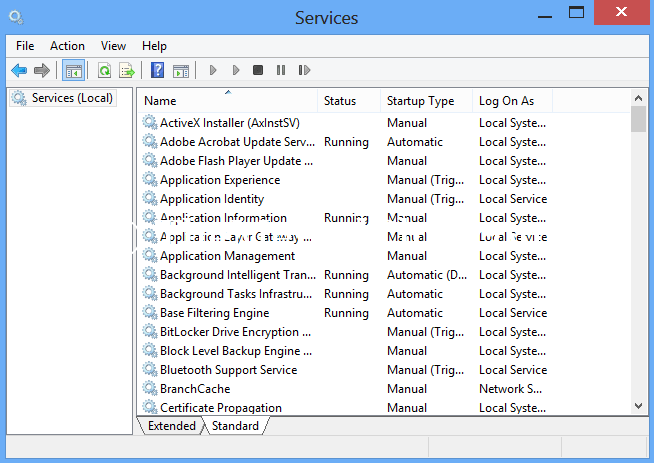 list of running services in windows pc