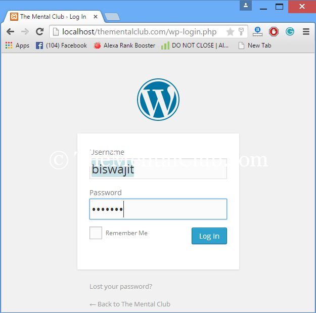 login to new wordpress site