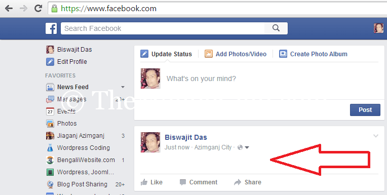 blank status update on facebook wall