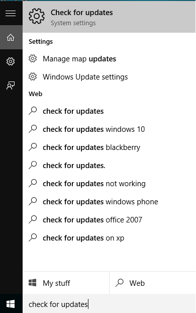 check for update in windows 10