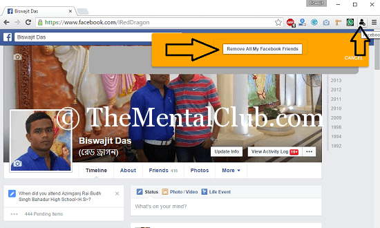 remove all facebook friends in one click