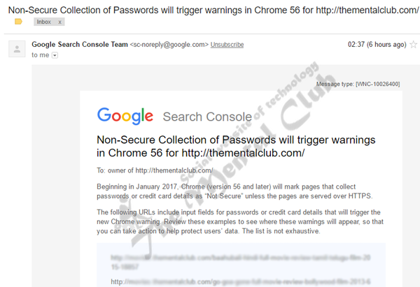Google Warning for HTTPS
