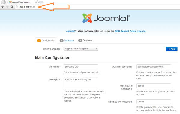 joomla software setup