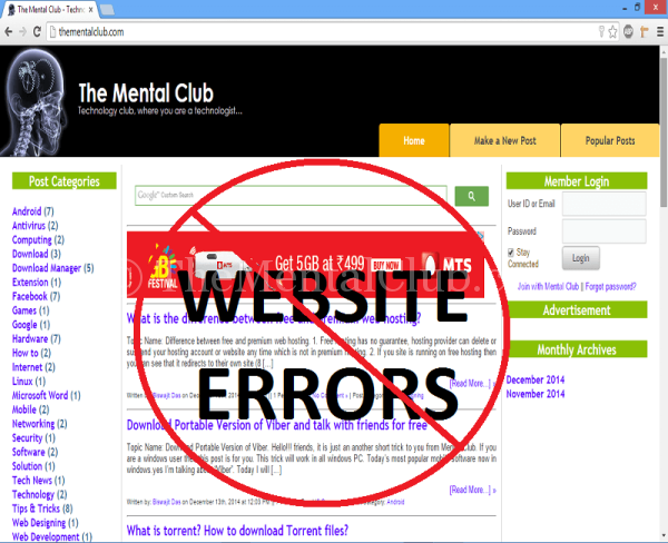 website errors