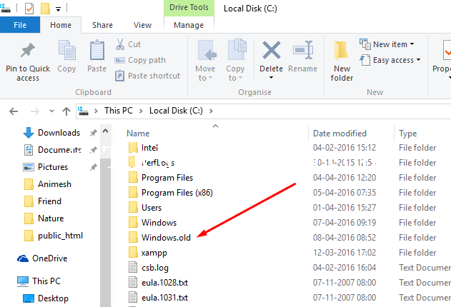 Windows Old Folder in C Drive