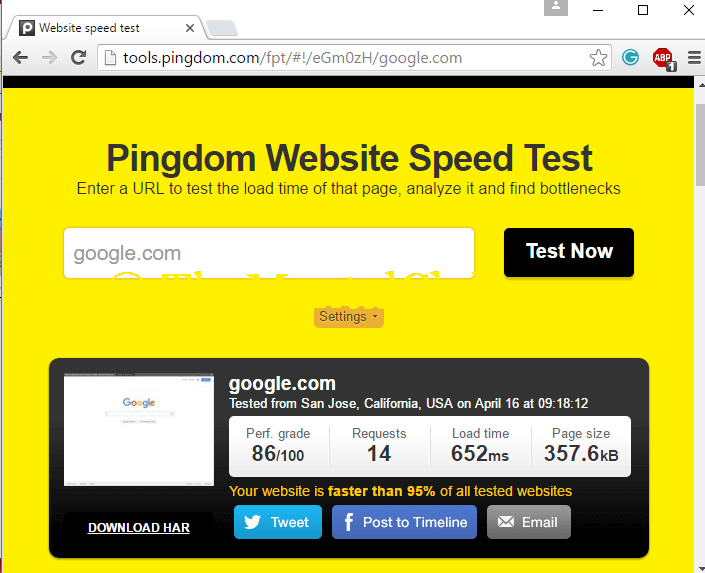 website speed test