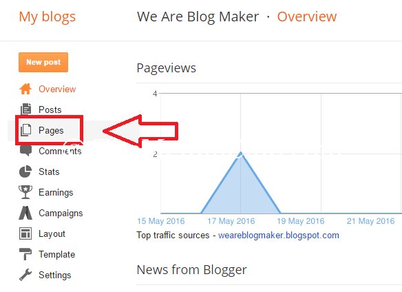 create page in blogger