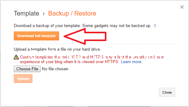 download backup of blogger template