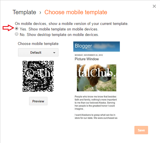 mobile template for blogger