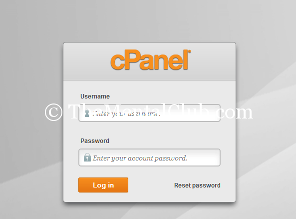 cpanel loging screen
