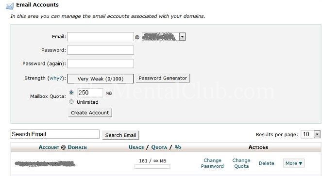 create a new email account on cpanel
