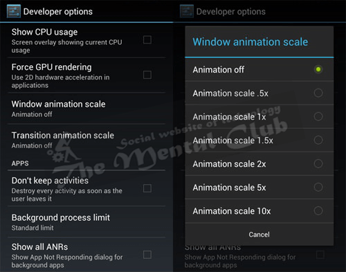 Disable animations