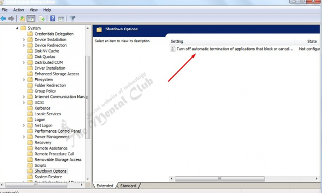 Turn off automatic termination of applications that block or cancel shutdown