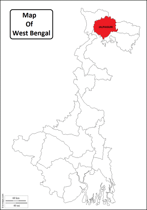 Location map of Jalpaiguri District