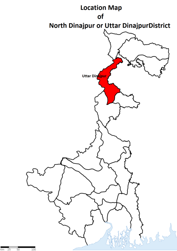 Location map of north dinajpur or uttar dinajpur district