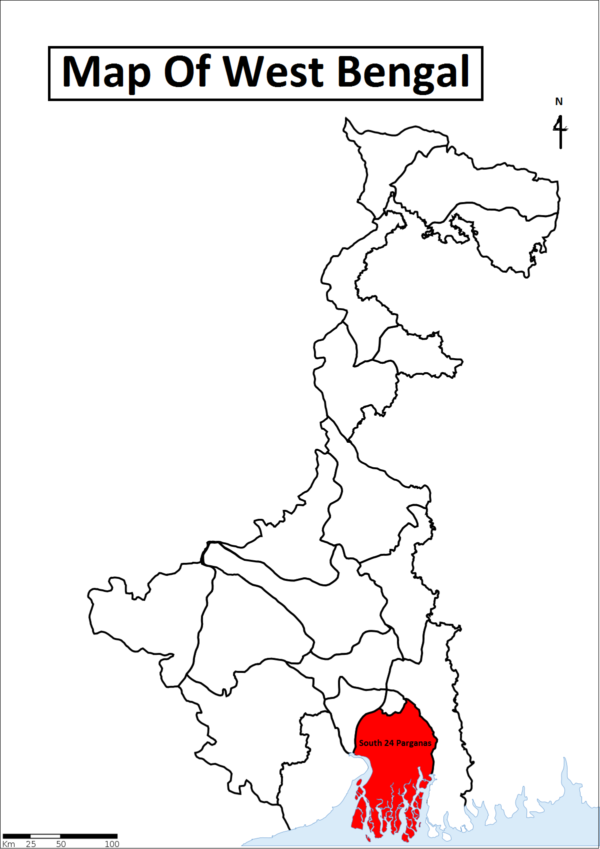 Location Map of South 24 Parganas District of West Bengal State