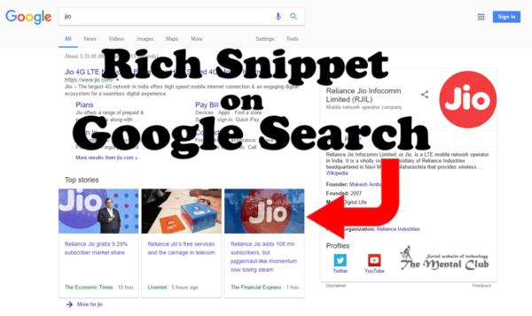 Rich snippet on Google Search Engine Ranking Page