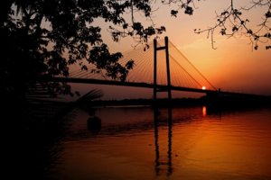 Second Hooghly Bridge or Vidyasagar Setu at the time of sunset