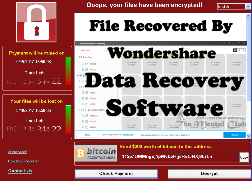 WannaCry Encrypted Files Recovered by Wondershare Data Recovery Software