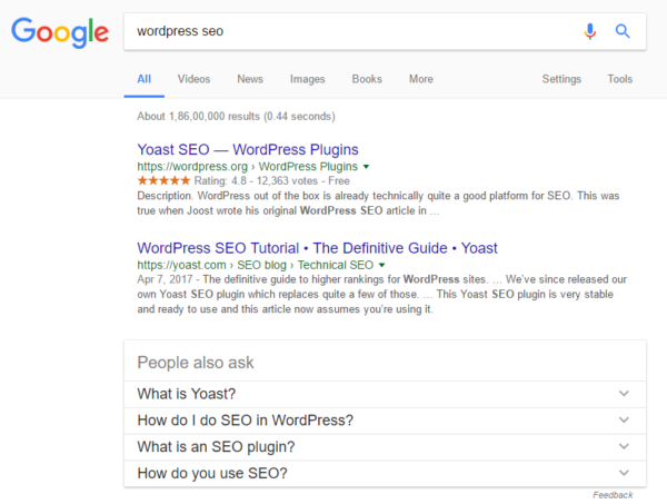wordpress seo keyword - search on google