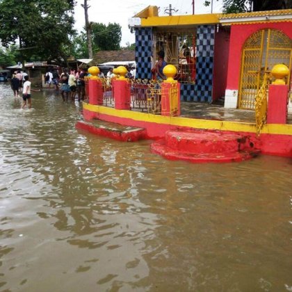 A view of flooded village in Katihar district of Bihar