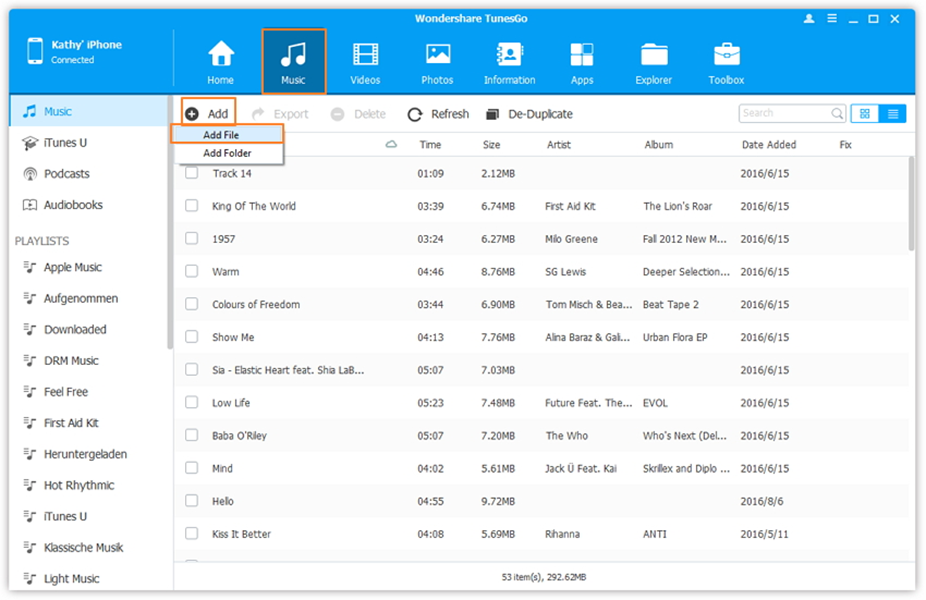 Add Files in TuneGo