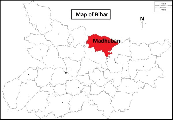 Location Map of Madhubani District