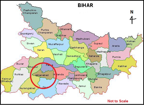 Location map of Jehanabad district