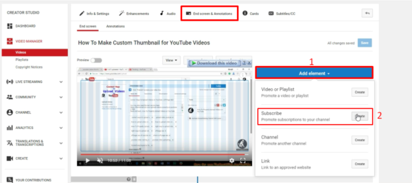 How To Add Channel Subscribe Button At The End Of YouTube Videos3