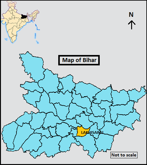 Location map of Lakhisarai district