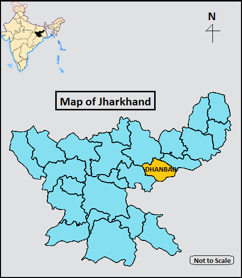 Location map of Dhanbad district