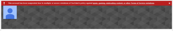Youtube Channel Sespended Notice