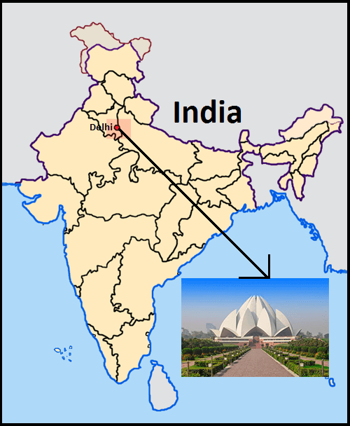 Location Map of Lotus TEmple