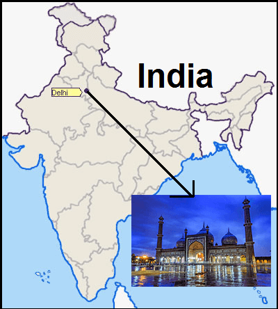 Location-Map-of-Jama-Masjid, Delhi