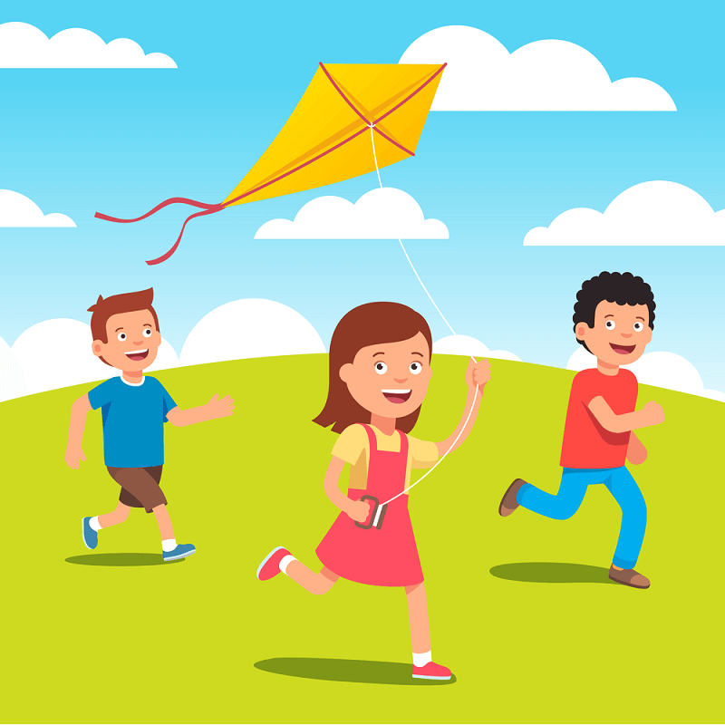 Kids are catching kites