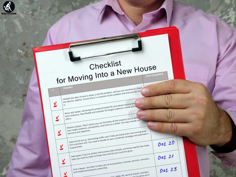 Checklist For Moving Into A New House